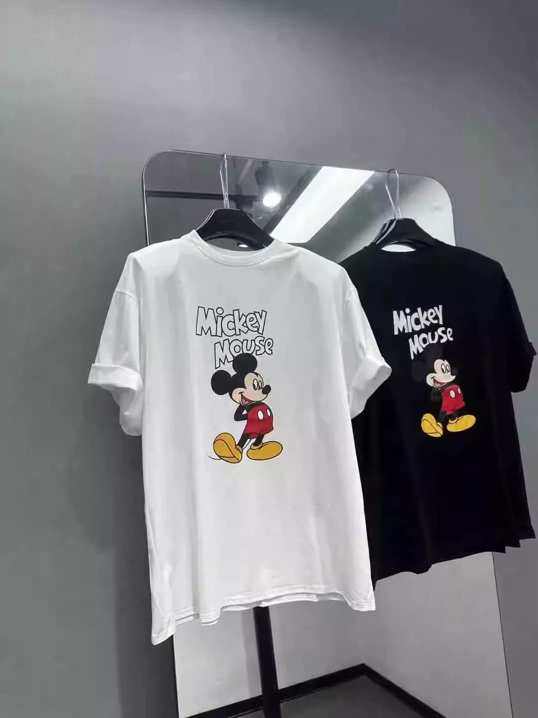 

Korean Plus Size Mickey Cartoon Cotton Loose Short Sleeve T-Shirt for Women L