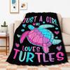 Turtle Blanket Gift Vintage Marine Animal Theme Decorative Flannel Blanket