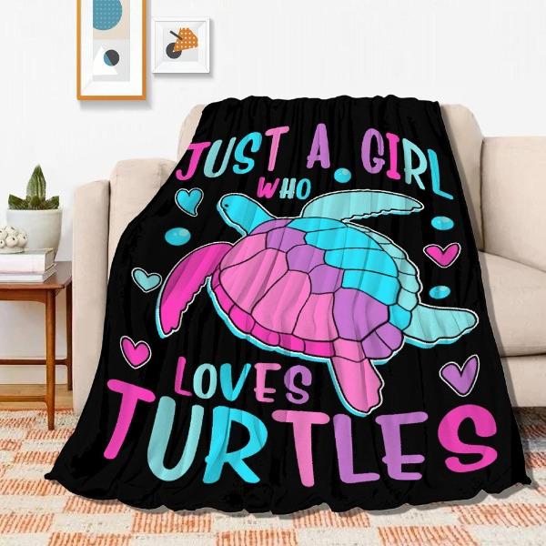 Turtle Blanket Gift Vintage Marine Animal Theme Decorative Flannel Blanket
