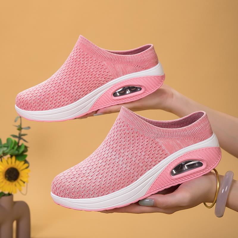 

2025 Women s Shoes Breathable Mesh Casual Sneakers Thick Sole Heightened One Foot And One Foot- To Pedal Lazy Shoes Comfortable* 35 рожевий
