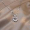 European & American Style Women's Necklace: Copper with Micro-inlaid Zircon Water Drop Heart Pendant and Fashionable Clavicle Chain.