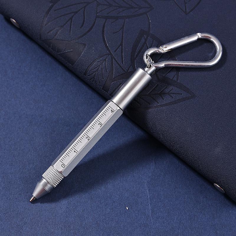 Monking 6 In 1 Multifunctional Pen With Keychain Touch Screen Stylus Capacitive Pen With Screwdriver Ruler Ballpoint Pencil Tool