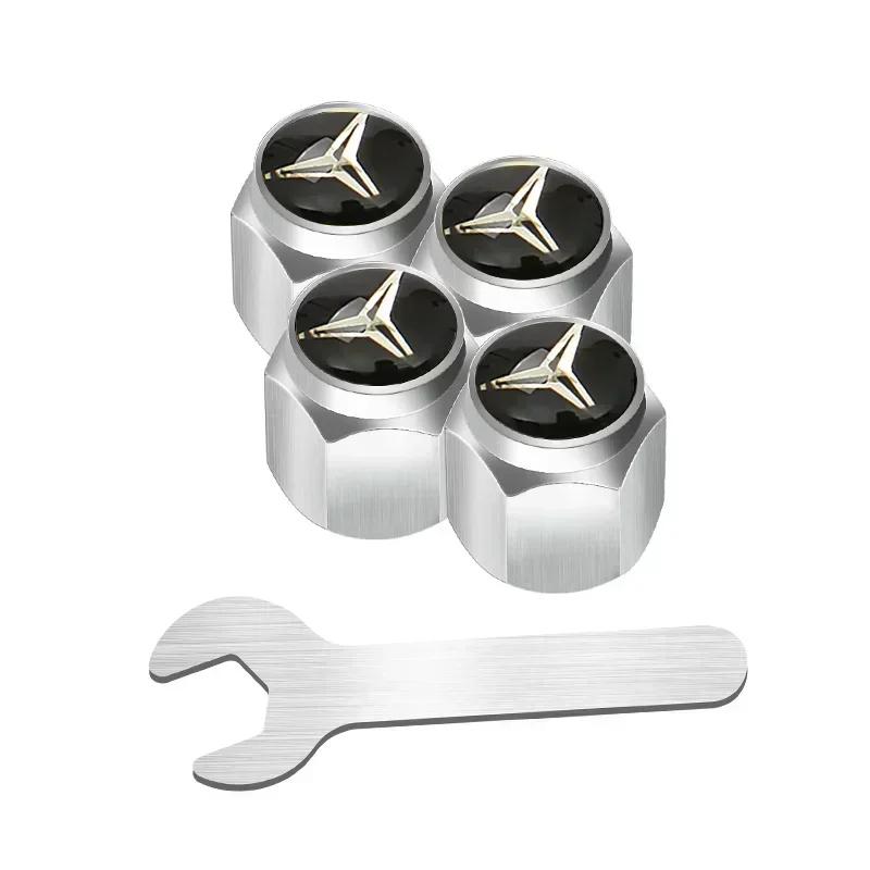 C200 E200 New 2025 For Mercedes Benz 4pcs Alloy Car Wheel Stem Air Valve Cap Tire Dust Cover Accessory For Mercedes Benz W222 W2