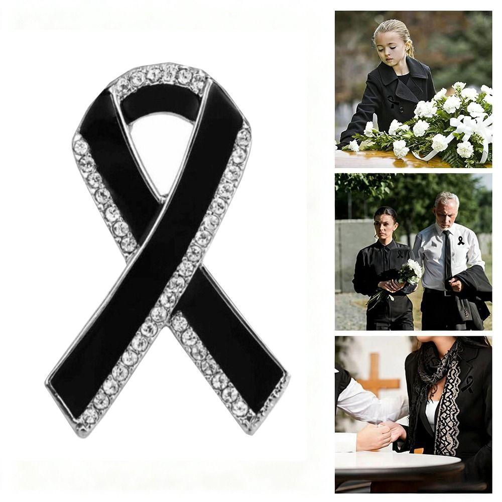 Nieuwe Zwarte Herdenkings Zwarte Badge Koningin Begrafenis Rouw Badge Souvenir Legering Zwarte Lint Broche Speld Voor Begrafenissen en Rouw