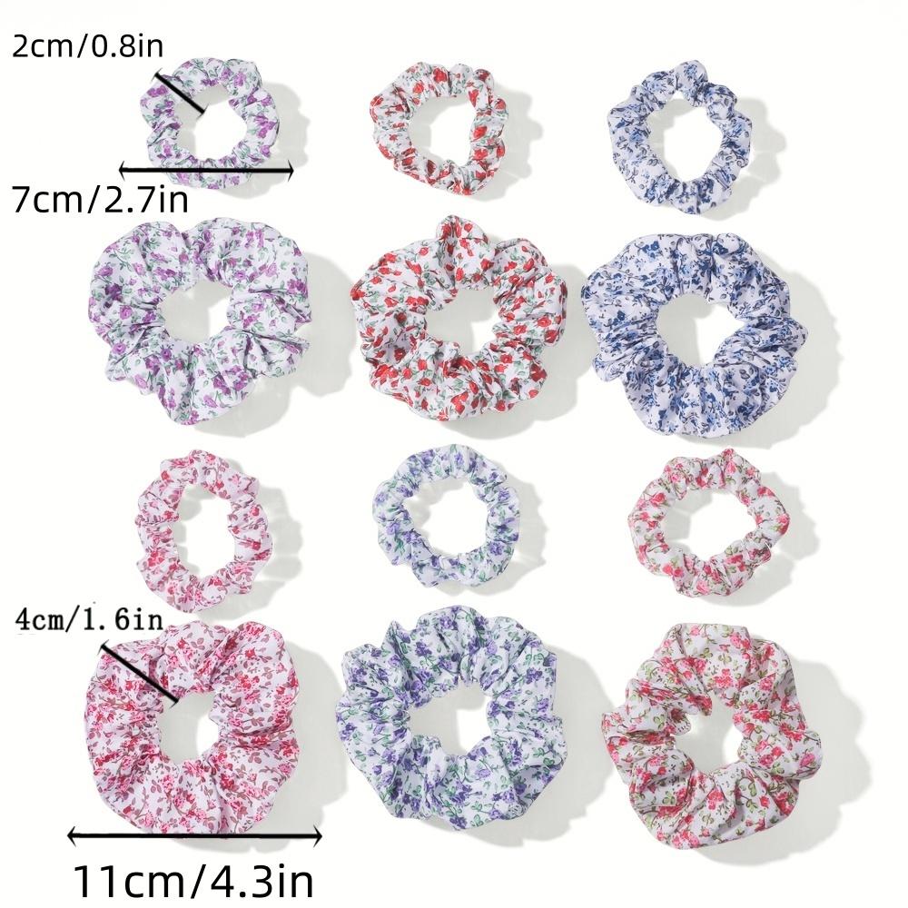 12pcs/lot Floral Scrunchies for Hair Elastic Scrunchy Women Small Large Mix Chiffon Fabric Fashion Daisy Garden Holiday