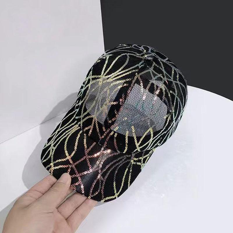 Women Lace Sequin Baseball Cap Breathable Summer Outdoor Sun Protection Peaked Hat