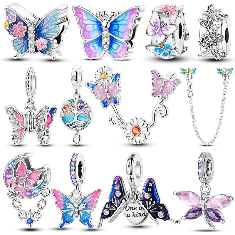 Copper Craft Flower Blue Purple Butterfly Style Sunflower Charms Dragonfly Safety Chain Fit 4Mm Aperture Bracelets Diy Jewellery
