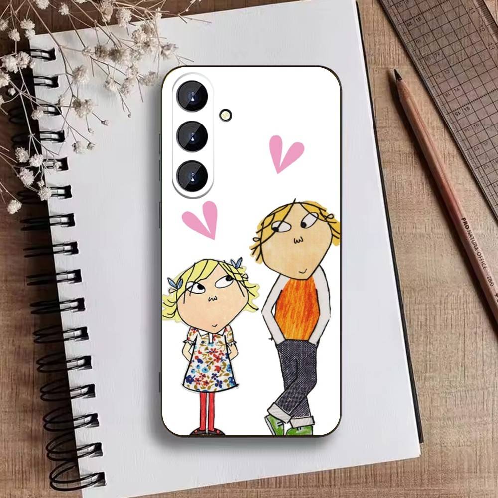 

L-Cutting-Fabric Charlie and Lola Cartoon Phone Case For Samsung Galaxy A73,A21s,A22,A31,A52,A53,A71,A41Soft Black Shell Samsung a12