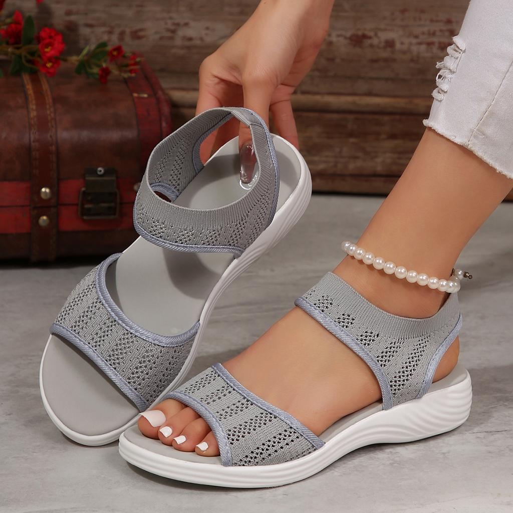 2025 new summer foreign trade women's shoes large size thick-soled one-word sandals casual fashion fly-woven sandals