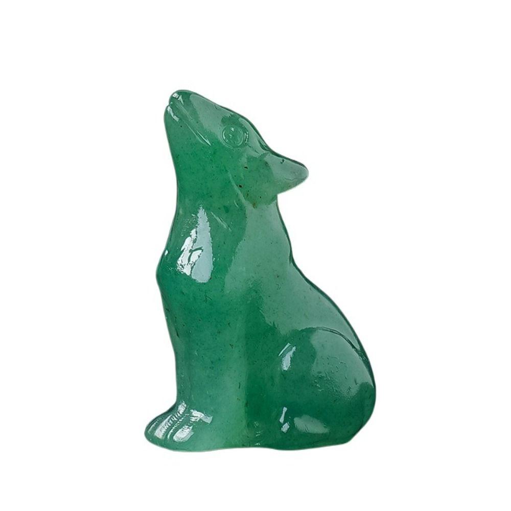 Carving Crystal Wolf Statue Natural Animal Ornament Feng Shui Ornament Crystal Little Wolf  Office