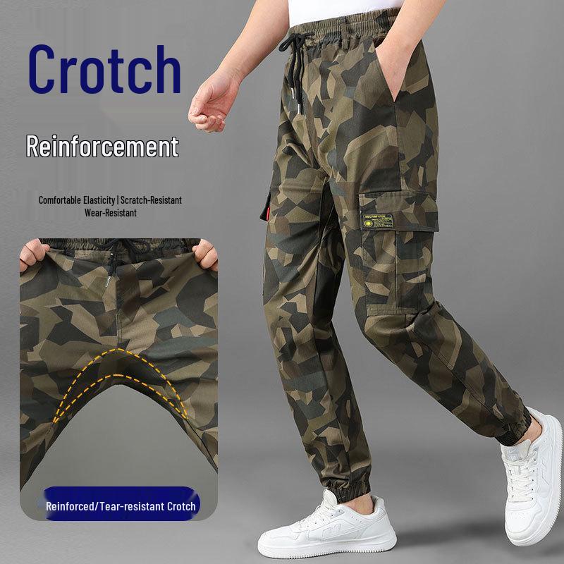 Robuste Herren-Arbeitshose in Camouflage - Elastisch, Verstärkter Schritt, Ganzjahres-Outdoor-Arbeitsschutzbekleidung