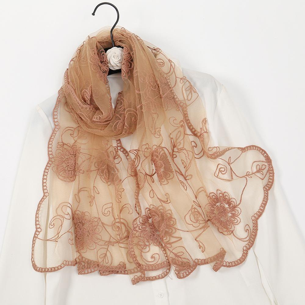 Flower Pattern Retro Scarf Elegant Embroidered Flower Scarf New Lace Scarf  Casual Wear