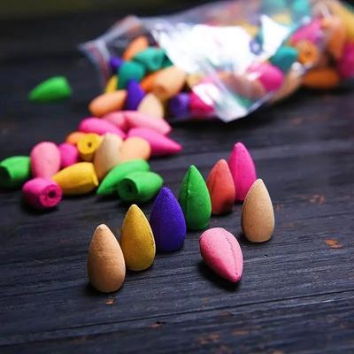 60pcs Backflow Incense Cones for Waterfall Mixed Natural Scents Waterfall Incense Burner Holder Gift Ideal for Yoga Aromatherapy