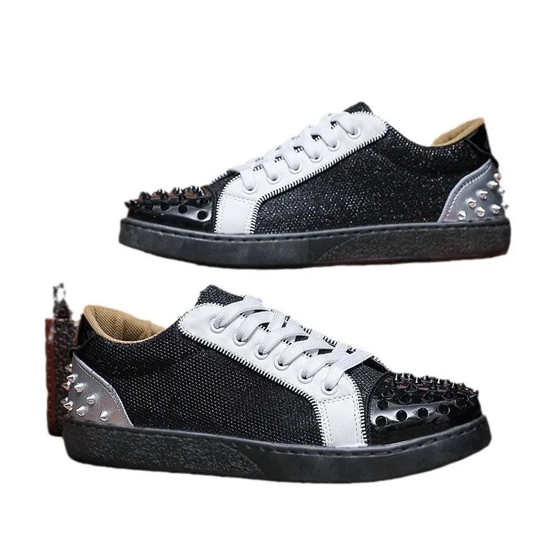 Fashion Latest Men's Fashionable Casual Rivet Board Shoes for Spring and Autumn Breathable and Comfortable Outdoor Sports Shoes Sneakers
