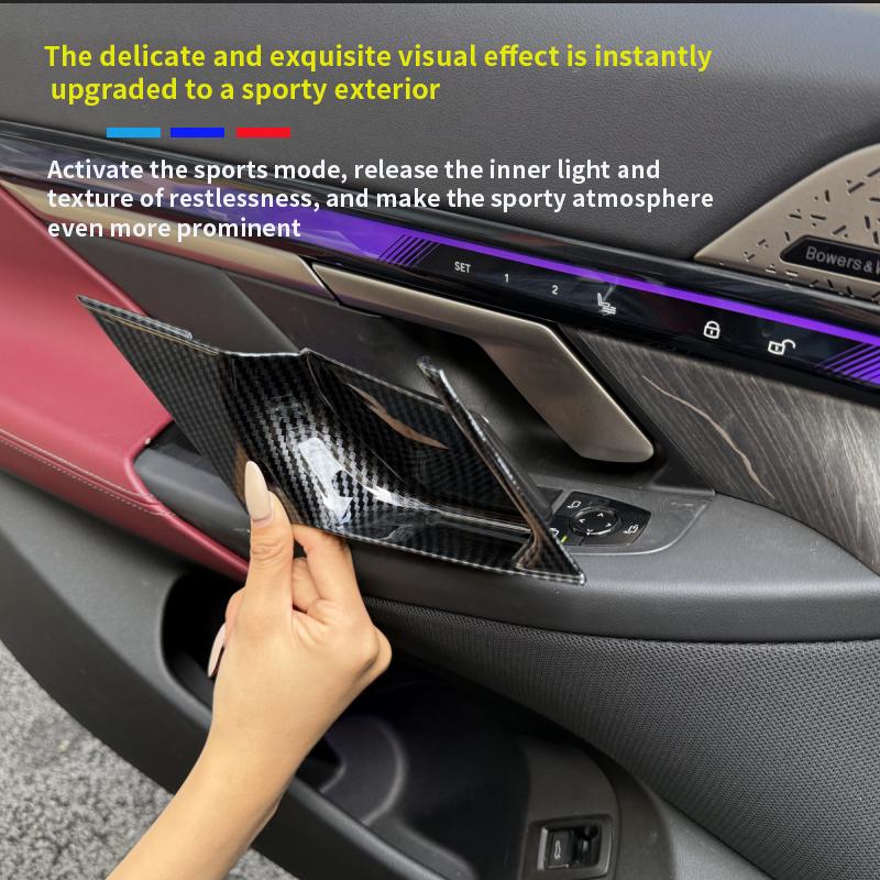 For BMW 5 Series G60 2025-2025 ABS Carbon Fiber material Inner Door Handle Bowl Cover Trim Decoration Car Interior Accessories