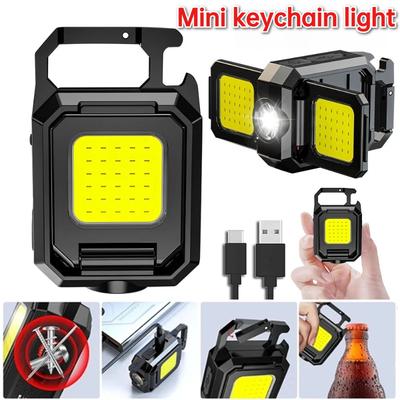 Mini latarka COB na breloczek z podwójnym źródłem światła, 5 trybów, ładowalna, wysokie lumeny, przenośna lampka LED do biwakowania, wędrówek, biegania