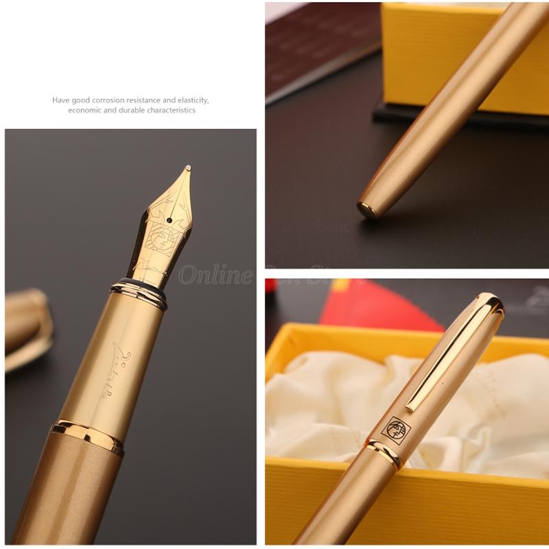 Picasso 916 Pimio Malage Golden Metal Fountain Pen Extra Fine/Medium 0.38/0.5mm Nib Professional Stationery Writing Pen Gift