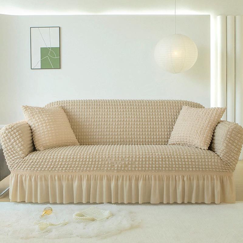 Dehnbarer Seersucker Sofabezug, Atmungsaktiv & Staubdicht; Passt auf L-förmige Dreisitzer-Chaiselongue.