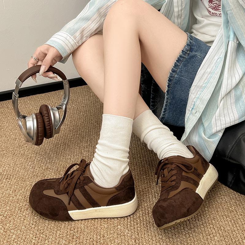 Sheepskin Version 2025 New Leather Retro German Training Shoes Women's Flat-bottomed Casual Sports Board Shoes Versatile Forrest Gump Shoes Single S