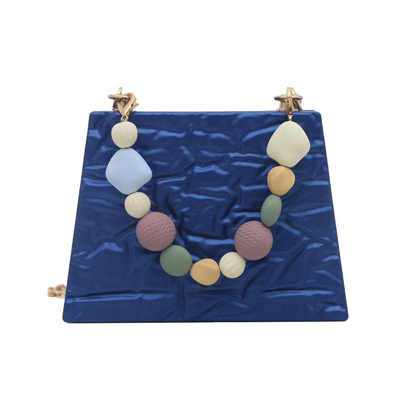 

Акриловая сумка женская 2025 новая европейская и американская мода ледяной кракелюр сумка через плечо маленький ароматный ветер бисерная портативная сумка-коробочка синий