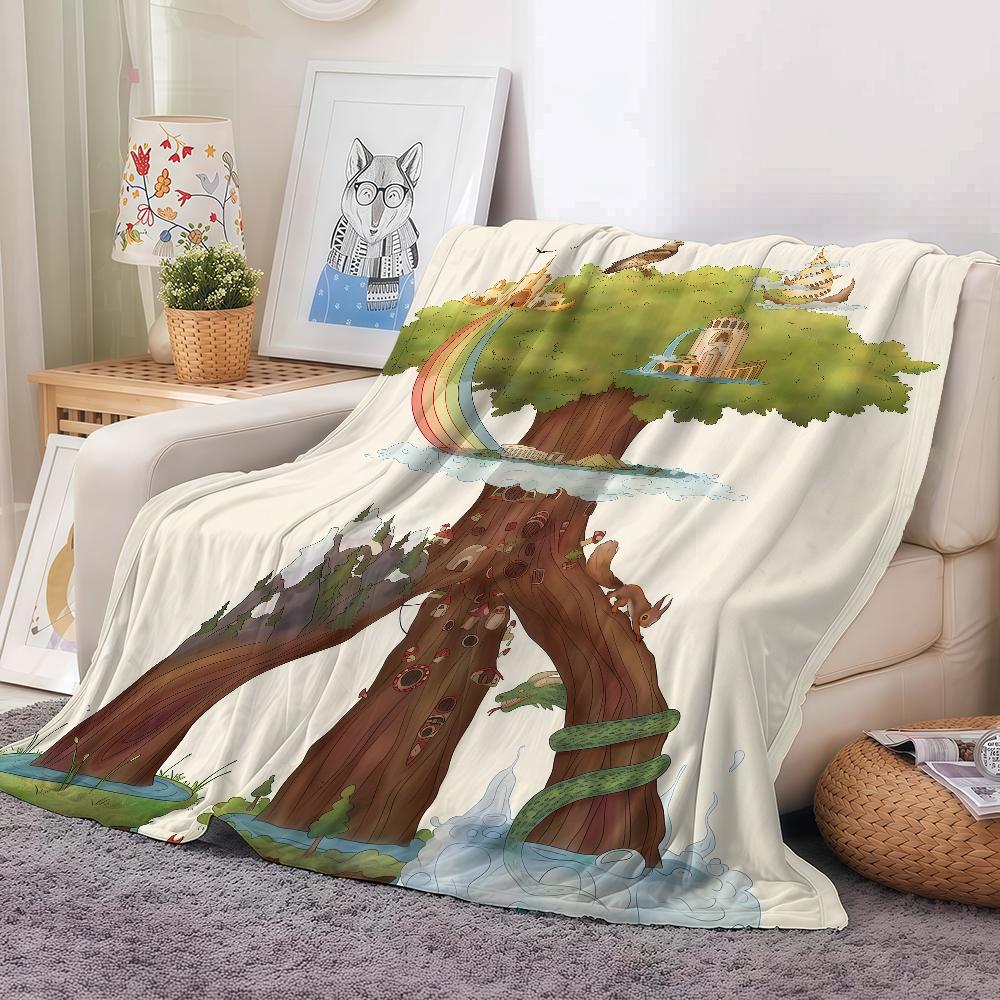 Yggdrasil Nature Tree Of Life Blanket Warm And Soft Suitable For Bedroom Living Room Sofa Bed Office Travel Camping