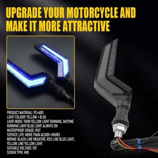 Motorcycle LED Turn Signal Light Indicator Blinker Amber Blue Running Daytime EK