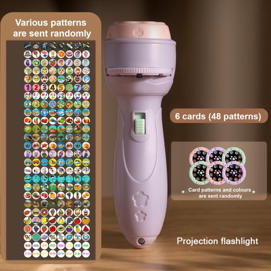 Kids Projector Flashlight Toy with 48 Images & 6 Discs Educational Storytelling Light for Early Learning & Bedtime Imaginative Play Flashlight Toy