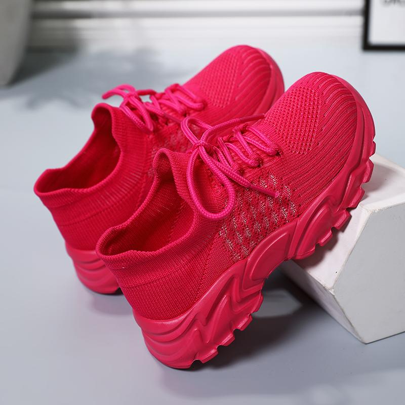 Fashion Sports Women's Shoes Sizes 35-40 Girl Student Comfortable Fashionable RED Shoes Summer Mesh Breathable Single Shoes