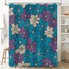 Floral Shower Curtain Blue Purple Design for Bathroom Decor Waterproof Fabric Splash Backdrops Decoration with Rod Pocket Rings