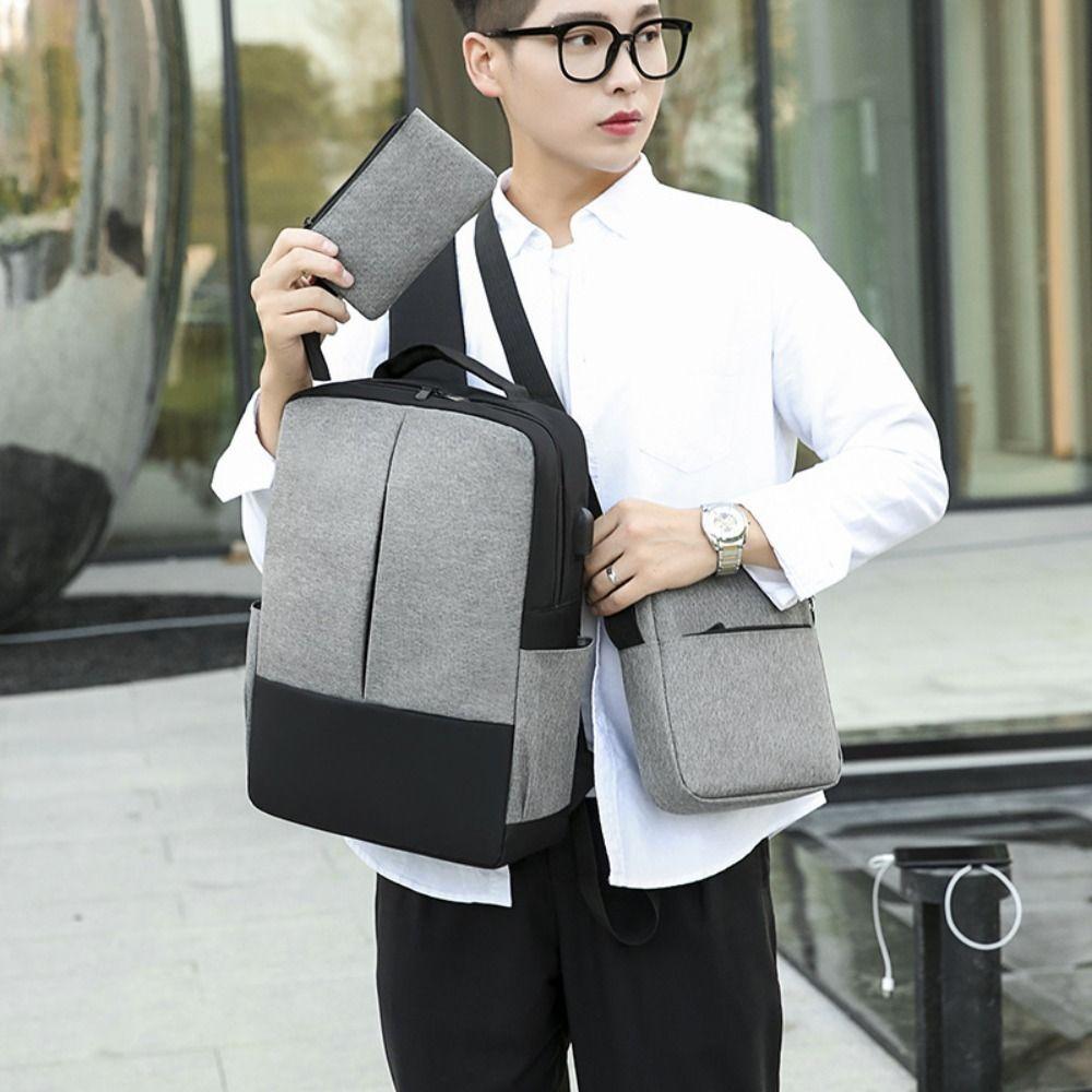 

Модный рюкзак с зарядкой через USB, многофункциональный деловой рюкзак для ноутбука, новый набор рюкзаков из 3 предметов