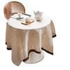 Imanqiyun Khaki Tassel Tablecloth - American Country Linen Blend Rectangular