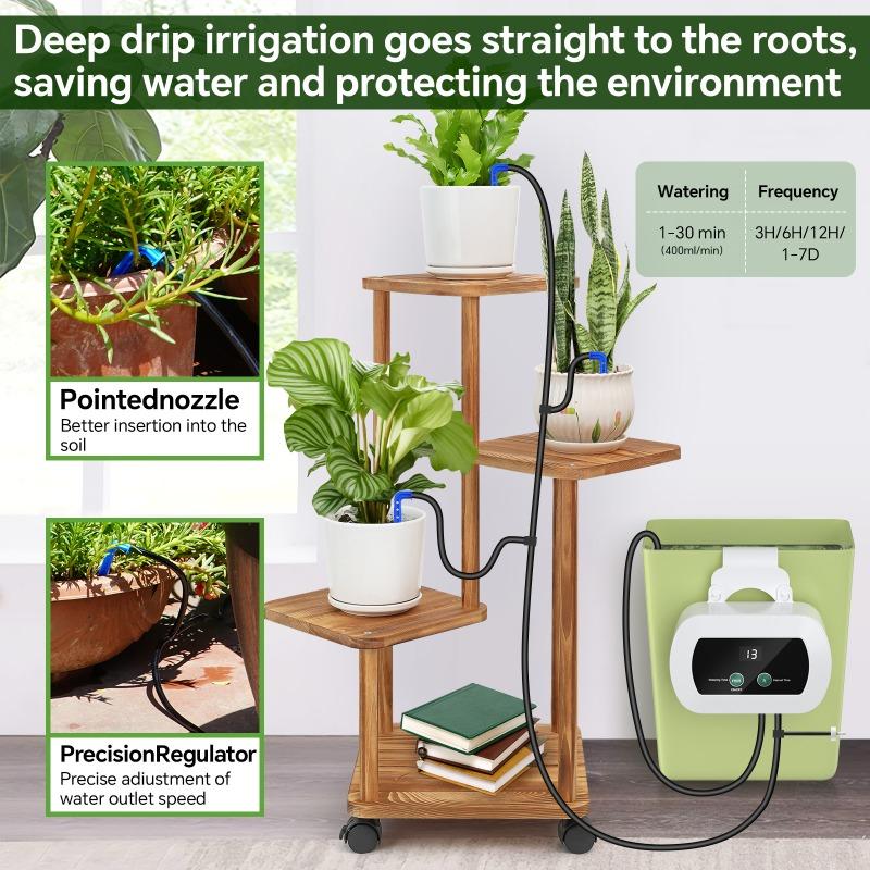 Indoor Automatic Drip Irrigation System,Self Plant Watering Device,300 Timed Watering Programes 10 Drip Tips Etc Drip Accessory