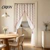 Romantic Home Decor for Living Room Sheer Floral Door Curtain with Beads, Lace Embroidered Gauze Double Layer Divider, Rod Pocket Doorway Bedroom