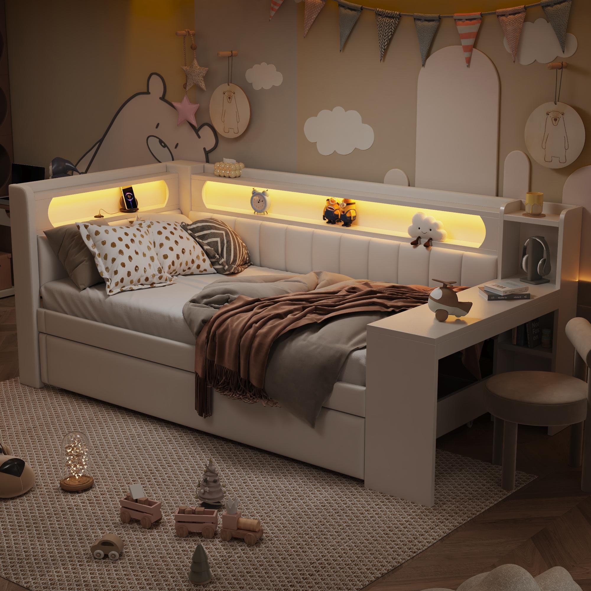 Upholstered 90x200 Daybed with USB Ports