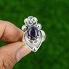 Natural Chevron Amethyst Statement Flower Purple Adjustable Ring 925 Silver