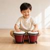 Connected Bongo Drums Glossy Red Paired Bongo Drums Pair Of Bongos Black Rims Percussion Instrument Natural Creature Skin Heads