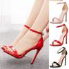 11CM Heel Size 35-46 Luxury Heeled Sandals Crystal Queen Sexy Black Women Dress Sandals Fashion Spike High Heel Lady Party Shoes