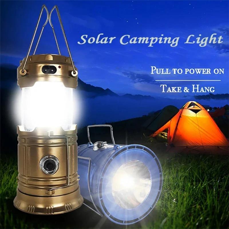 Solar Camping Light Lamp Portable Lantern USB Rechargeable LED Flashlight Waterproof Torch Power Bank For Outdoor Fishing Hiking