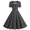 Women's Fashion Temperament Retro Polka Dot Lace-up Backless Set Neck Big Swing Puffy Casual Performance Dress