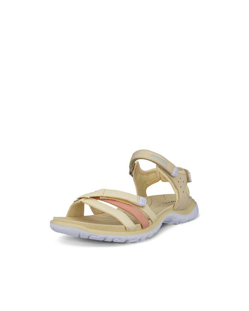 ECCO Off-Road Genuine Leather Women's Outdoor Sandals 85330361248, Straw/Bright White/Dusty Peach/Straw, Size 23.5 Cm, 3E