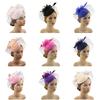 Elegant Feathered Flower Fascinator Hat for Women Cocktail Party Wool Fedoras Hat For Masquerade Parties Dressingup