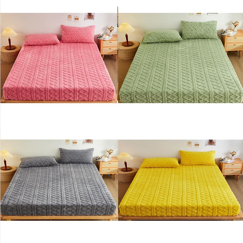 Coral Velvet Bedsheet Bedspread Milk Velvet Mattress Protective Cover Winter Plush Insulation Bedspread