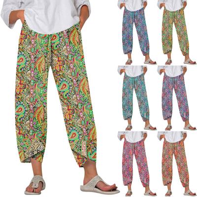 Women's Pants  With Pockets Casual Trousers Pants For Women Summer Casual Wide Leg Elastic Waist Pants With Pockets