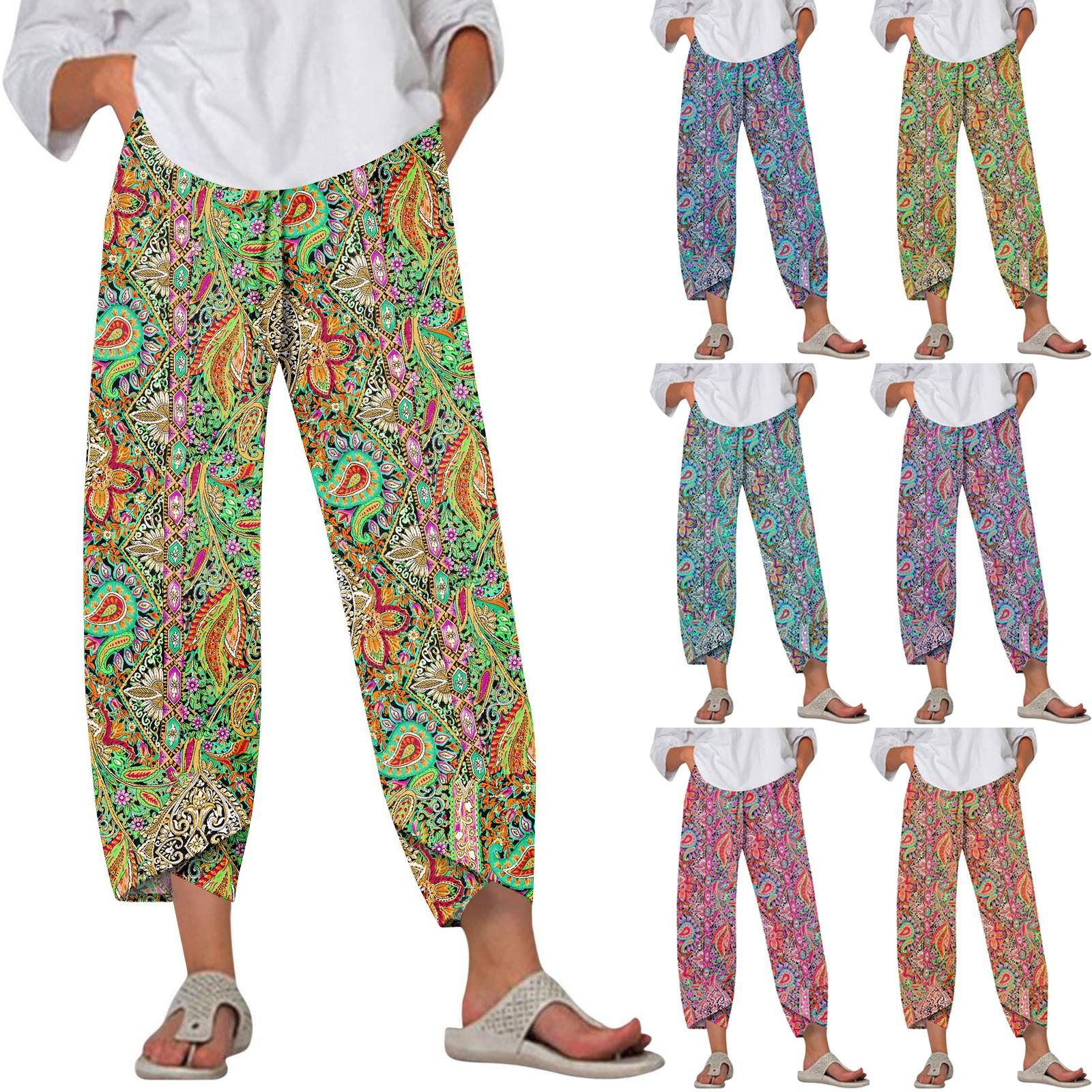 

Women s Pants With Pockets Casual Trousers Pants For Women Summer Casual Wide Leg Elastic Waist Pants With Pockets L синій