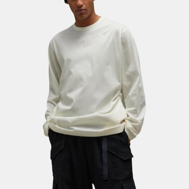 Y-3 FW23 Solid Color Crew Neck Loose Long Sleeve T-Shirt Unisex Tops White IQ1834