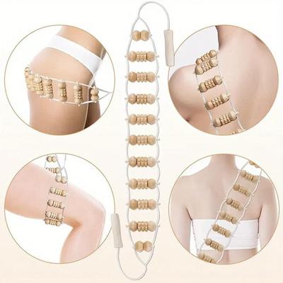 Wood Back Massage Roller Rope, Wood Therapy Cellulite Massage Tools, Self Massage Tools for Neck Leg Back Pain Relief Body Care