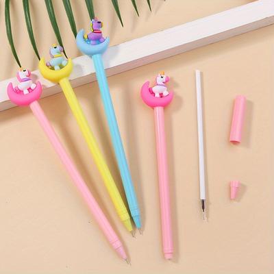 Back To School Season 10pcs Cartoon Moon Unicorn Shape Neutral Pen Creative Stationery Cute Moon Pony Water Pen Sign Pen