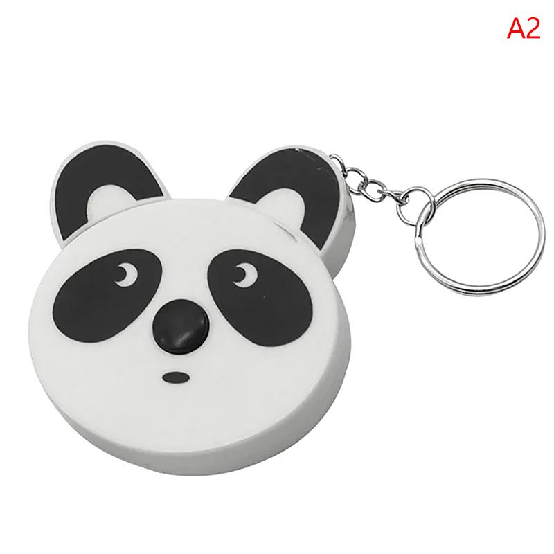 Bandă de măsurare cu desene animate 0-150 cm 0-60 inch Mini portabil, drăguț, inel de chei în formă de animal Măsurător automat de bandă, panda, broasca, porcușor, tigru