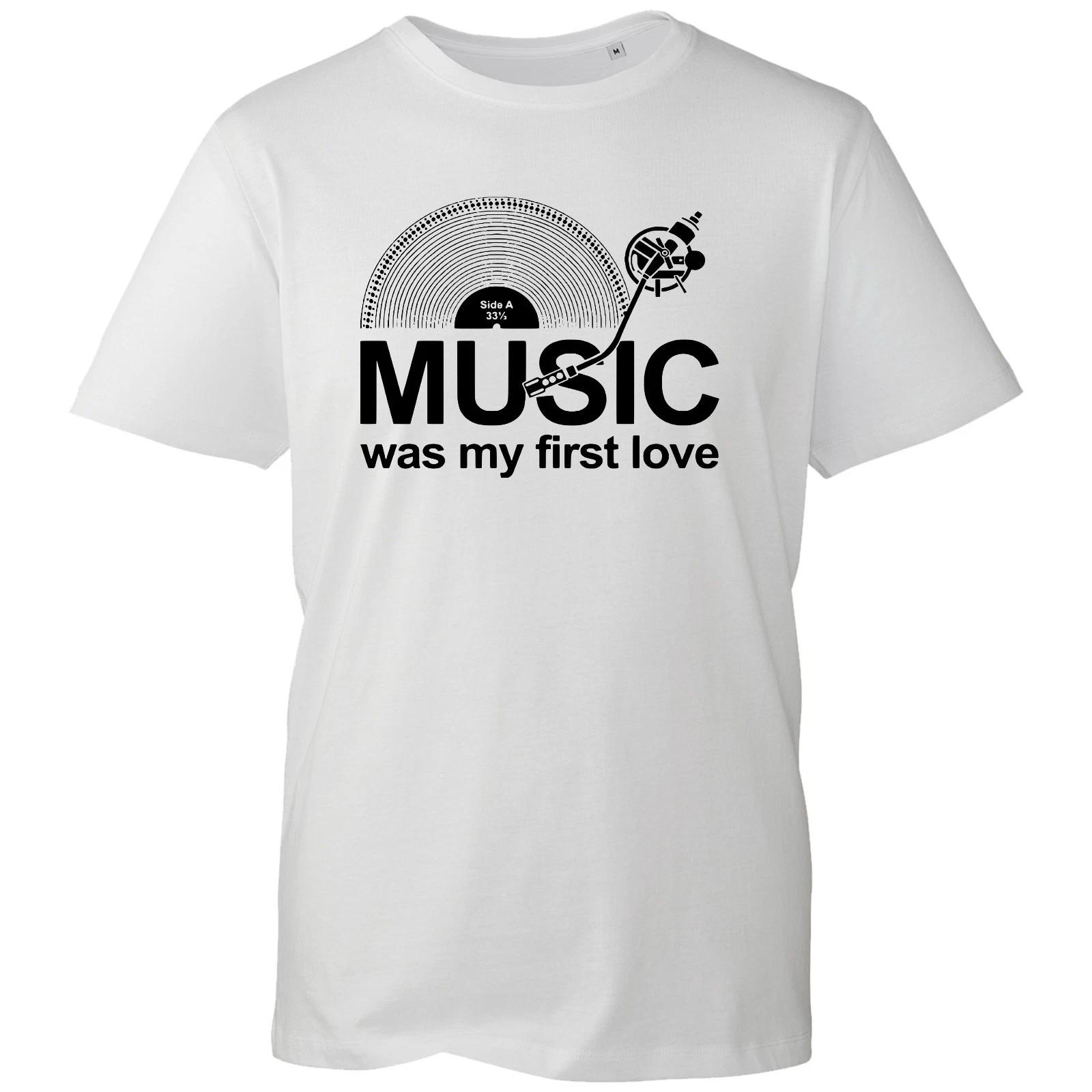 Music Was My FIrst Love Men s Unisex Dj Turntable Vinyl Record Birthday T-Shirt 4XL
