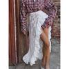 European and American Skirt Women's Fashion Irregular White Lace Long Dress Summer All-Matching Skirts 2025 New